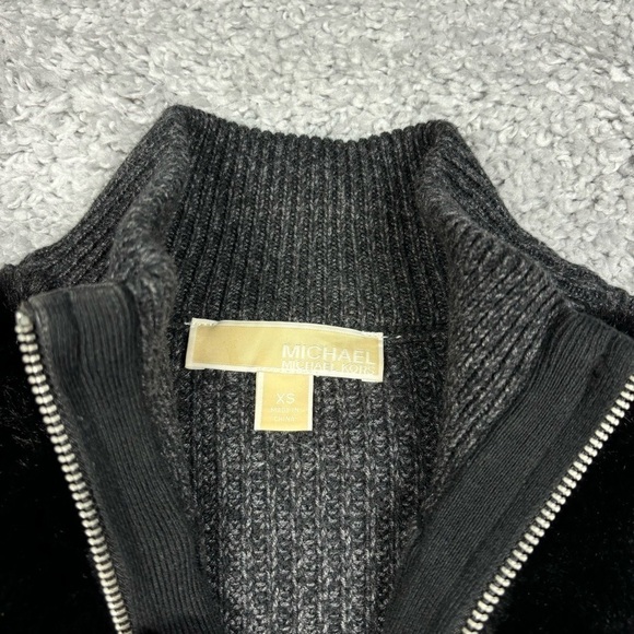 Michael Kors Vest Womens Extra Small Shearling Faux Fur Black Streetwear Concert - Picture 2 of 3